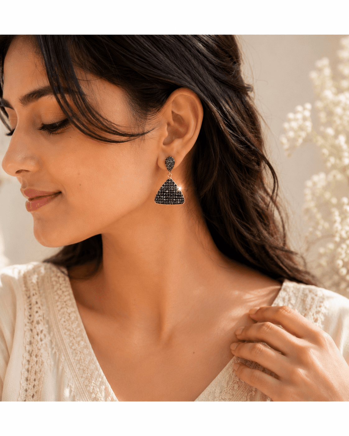 Rhinestone Black Stone Earring