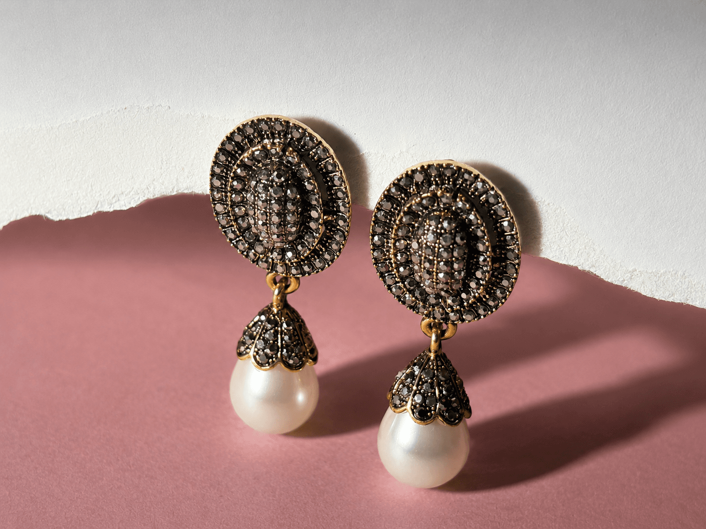Rhinestone Pearl Drop Earrings